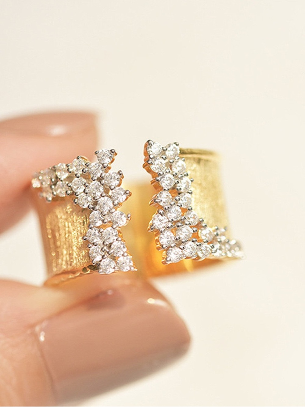 Gold Crystal Cluster Cuff Earrings - Women Jewelry